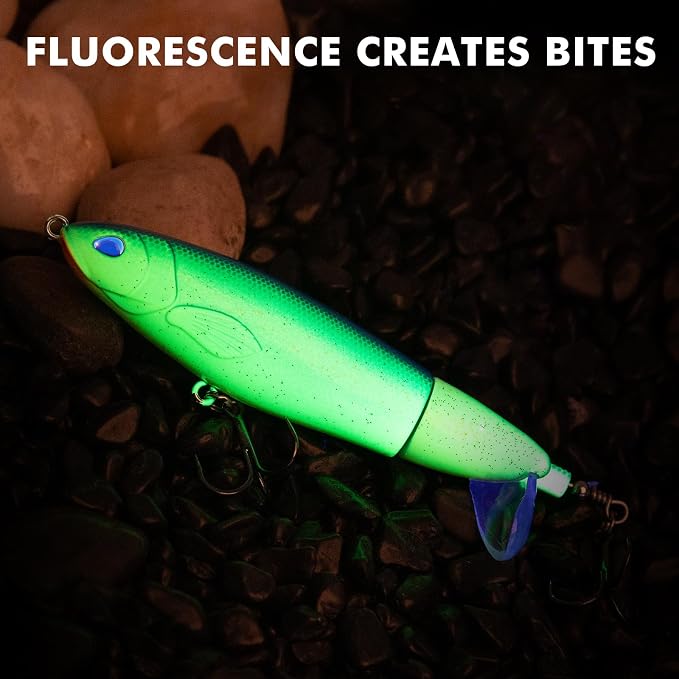 TRUSCEND Popobait Easy Catch Fishing Lures with BKK Hooks, Instant Startup, Longer Cast, Balanced Spray/Sound/Swim, Plopper Topwater Lures for Bass, Trout, Pike, Walleye, Freshwater Saltwater Fishing