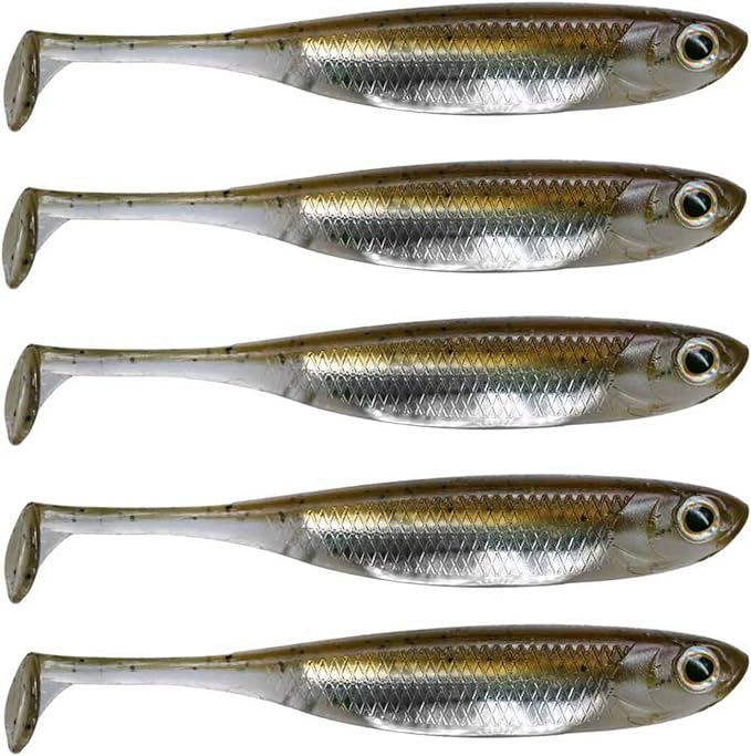 QualyQualy Soft Plastic Swimbait Paddle Tail Shad Lure Soft Bass Shad Bait Minnow Paddle Tail Swim Bait for Bass Trout Walleye Crappie - 2.75in, 3.14in, 3.94in, 5in