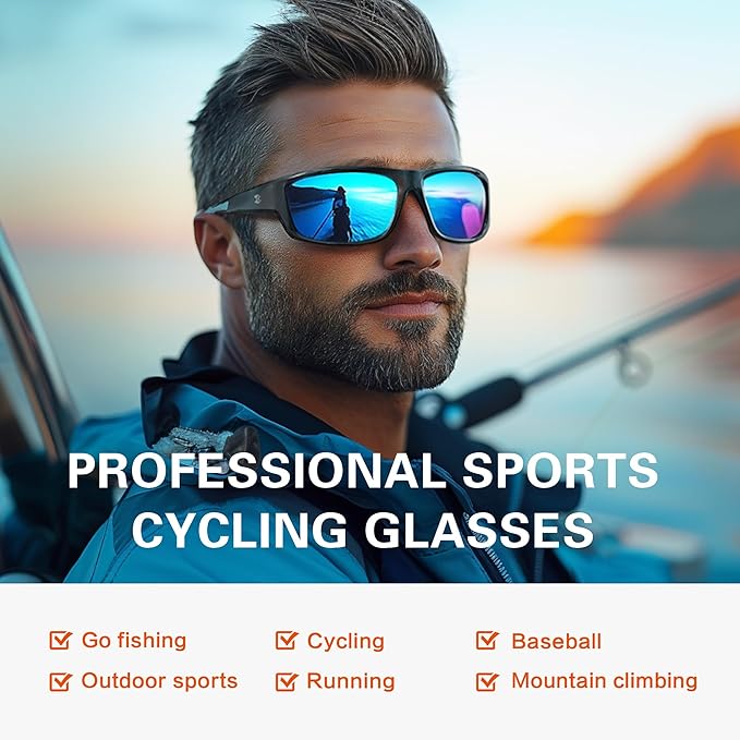 suoso Sports Polarized Sunglasses for Men: Women UV400 Protection Wrap Around Sun Glasses for Golf Fishing Running Driving