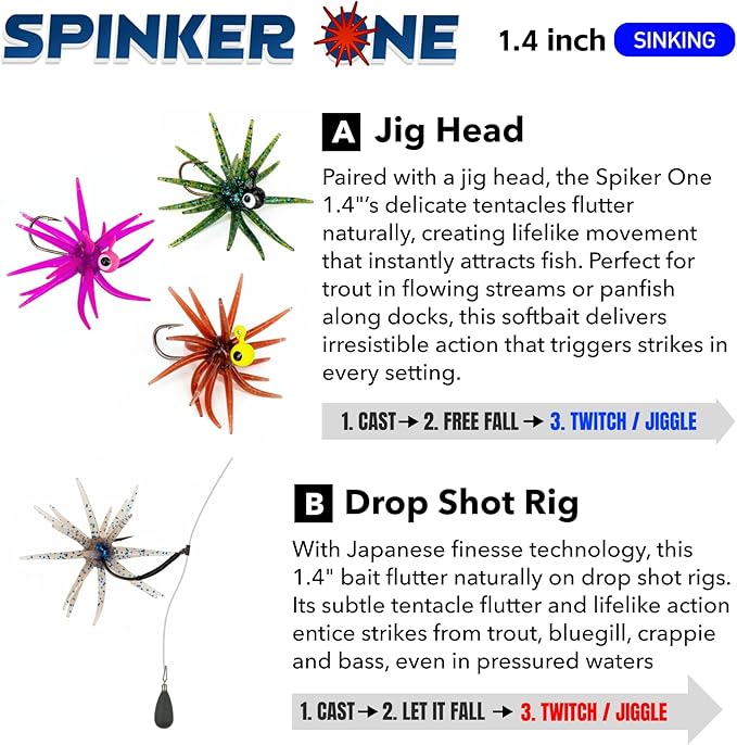 Tentacle Creature Lure, Japanese Style Soft Plastic Baits for Bass Fishing - for Drop Shot, Wacky Rig/Neko Rig and Finesse, Slow Sinking, Soft Bait by Velrifya