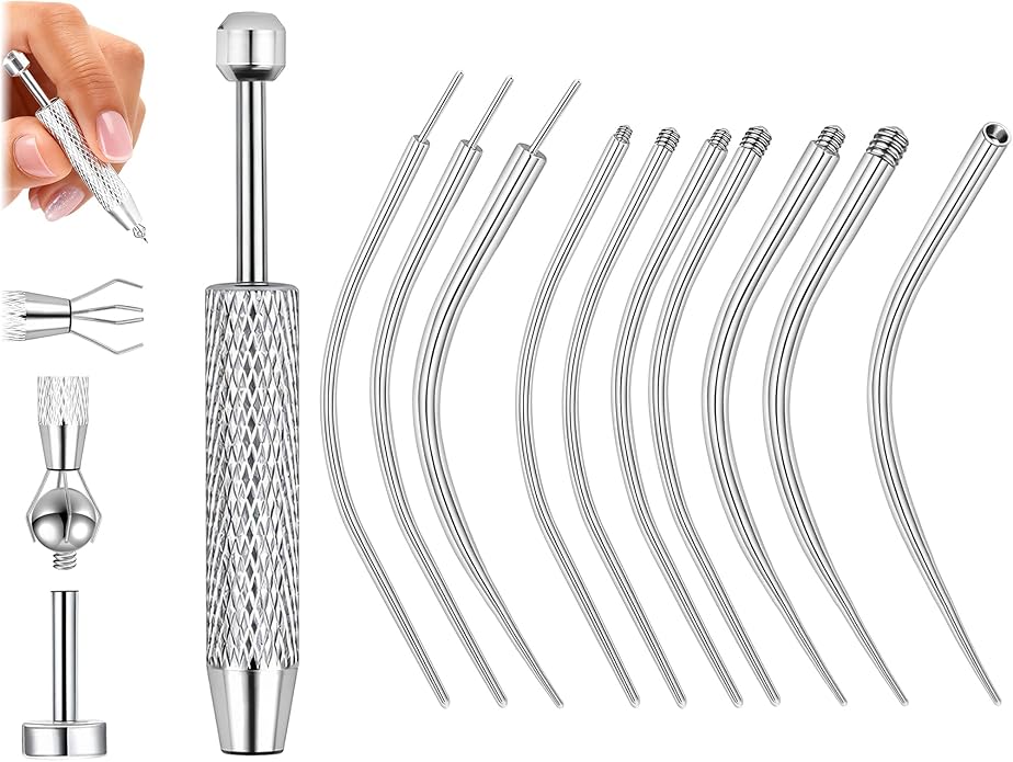 14g/16g/18g ASTM F136 Titanium Piercing Taper Insertion Pin for Internal Thread Tragus/Helix/Lip/Nose/Helix/Piercing Jewelry Cartilage Earrings Labret Nose Studs Stretcher Assistant Tool