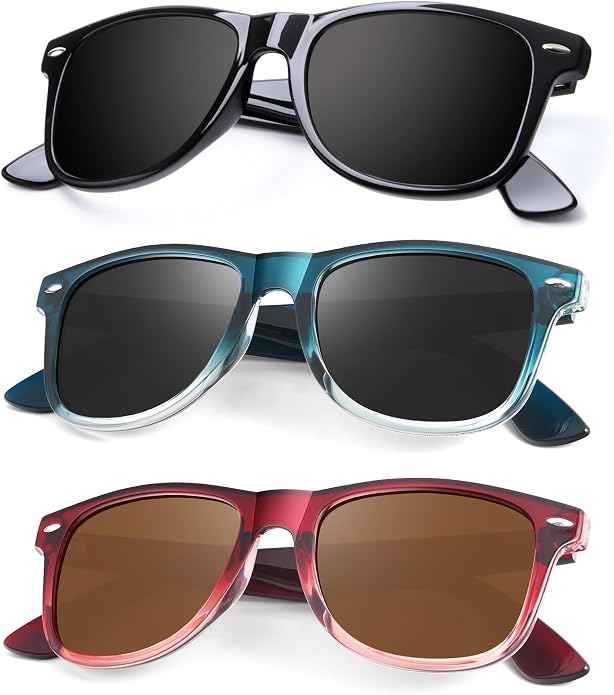 KALIYADI Polarized Sunglasses for Men and Women Matte Finish Sun glasses Color Mirror Lens UV Blocking (3 Pack)