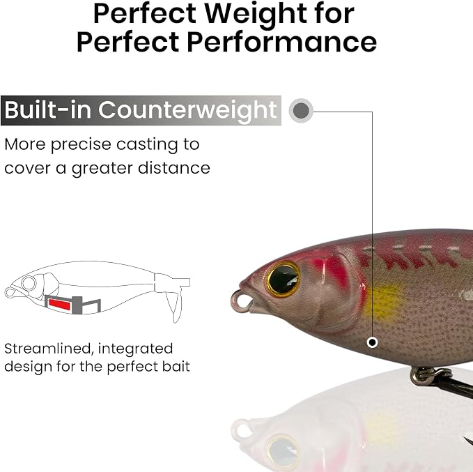 Pristis 3 pcs Topwater Fishing Plopper Lures, Floating Popper Bait Set with Chemically Sharpened Hooks for Saltwater Freshwater, Top Water Plopping Swimbait Teaser for Bass Tuna Perch Pike Crappie