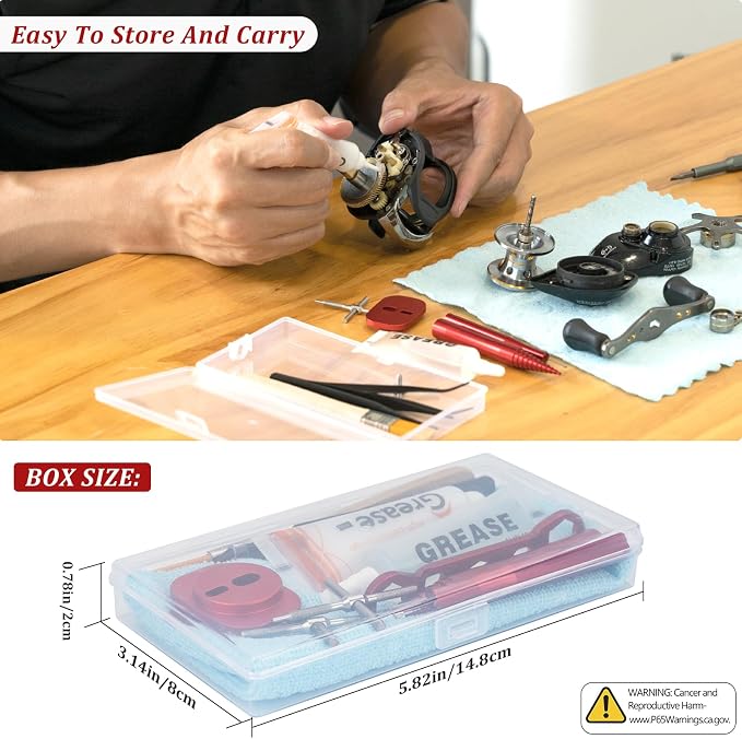 THKFISH Fishing Reel Repair Tool Kit, 13 Pcs Fishing Reel Bearing Tool Kit Remover Reel Bearing Remover Kit for Baitcasting Reel Lightweight DIY Use Tools