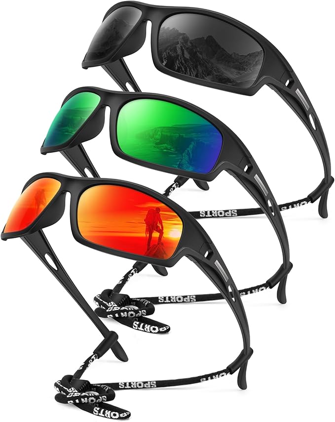 KALIYADI 4 Pack Polarized Sunglasses-Men Sports Sun-glasses: Mens Sunglasses UV Protection for Fishing Driving Cycling