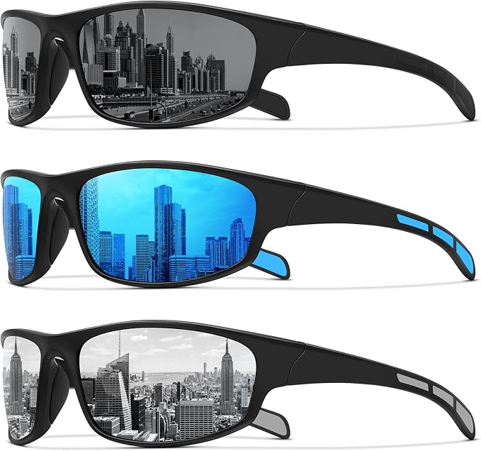 Sports Polarized Sunglasses for Men Women Wrap Around Sun Glasses Fishing Cycling Driving Running UV Protection