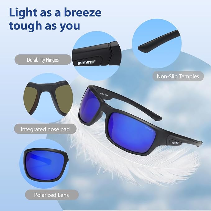 maivnz Floating Polarized Fishing Sunglasses for Men Women, Unsinkable UV400 Sports Glasses for Kayaking, Boating & Surfing