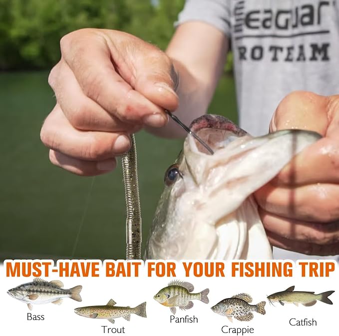 Dovesun Wacky Worm for Bass Trout Fishing Worms Kit with Soft Plastic Baits, Weedless Hooks, Bass Hooks,Weedless Jig Head, Wacky Rig Tool, O-Rings, Weight 152Pcs/131Pcs/50Pcs