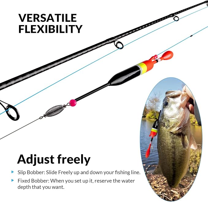 THKFISH Fishing Bobbers Fishing Floats and Bobbers Slip Bobbers for Fishing Balsa Floats Crappie Fishing Bobbers 1/6oz(3.47"X0.47"X6.73") 3/8oz(3.84"X0.6"X 7.2") 1/2oz(4.13"X0.75"X7.87")
