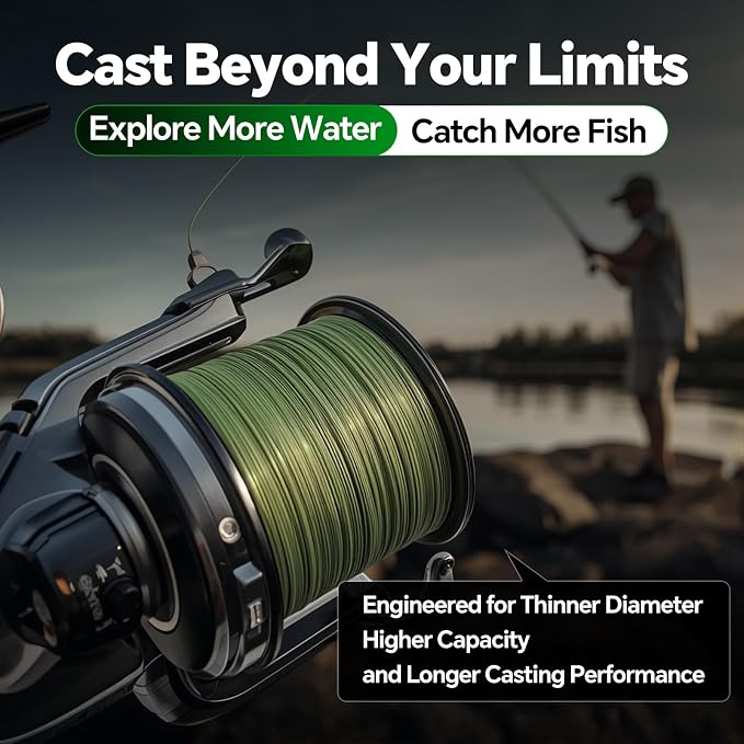 Ultra-Thin 20LB 8-Strand Braided Fishing Line 0.18mm with Knots Guide Card, Stronger than 4-Strand PE Line, Smooth as Silk & Longer Casting, Ideal for Bass Trout Fishing in Freshwater/Saltwater