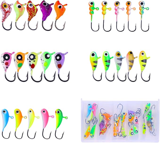 Ice Fishing Jigs Kit Essential Ice Fishing Lures for Beginners to Hook Big Fish and Reel in The Fun!
