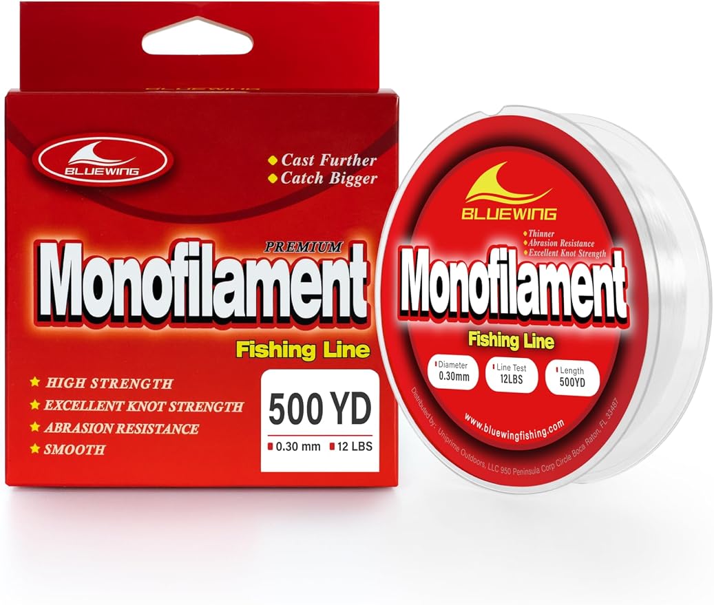 BLUEWING Monofilament Fishing Line Clear Mono Fish Wire Thin Diameter String 6-400 lbs, 50-3000 Yards