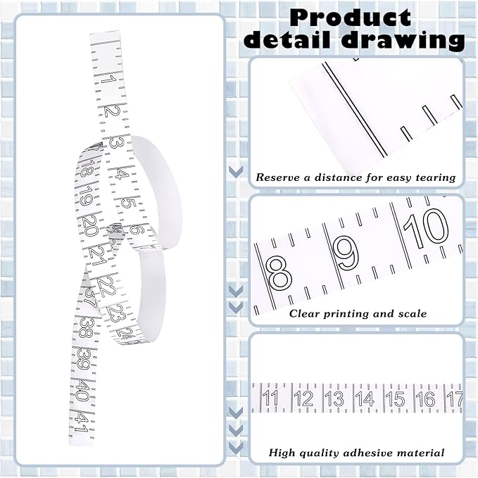 6 Pcs Fish Ruler Decal Fish Measuring Tape Sticker for Boat Adhesive Fishing Ruler Transparent Waterproof Fish Sticker Clear Tape Measure for Boats Kayak Net Gaff Fishing Accessories