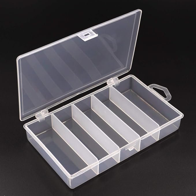 Honbay Clear Visible Plastic Fishing Tackle Accessory Storage Box Case Container - Jewelry Making Findings Organizer - (M:7"x4.3"x1.2")