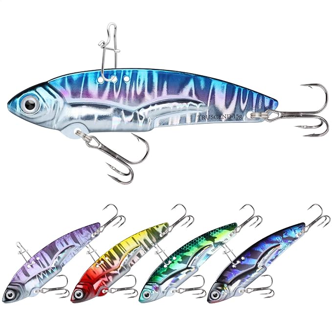 TRUSCEND Vibespinner Easy Catch Fishing Lures with BKK Hooks, Tail Spinner Baits with 4 Actions, Vibrating Swimming Flashing & Jigging for More Bites, Spoon Lures for Bass Trout Crappie Walleye Pike