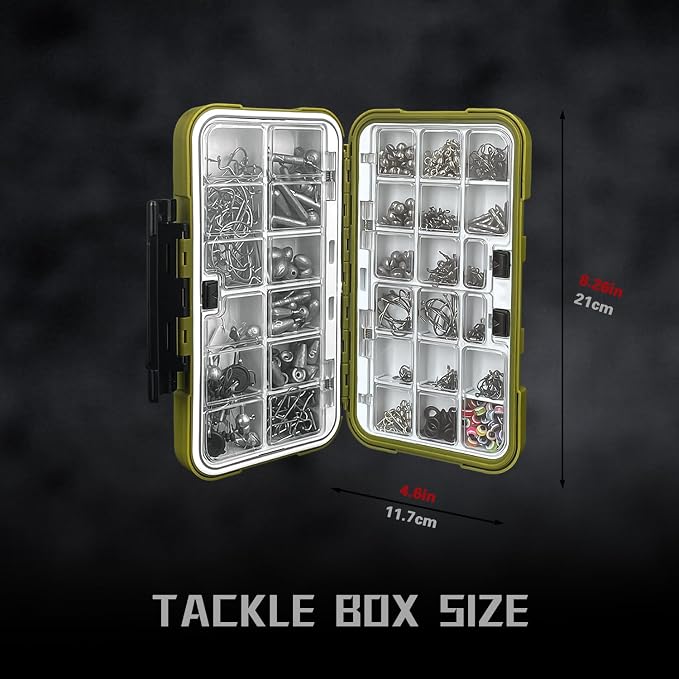 Fishing Accessories Kit, 264/423PCS Fishing Tackle Box with Hooks, Weights, Sinkers for Bass Trout, Gifts for Men,Kids