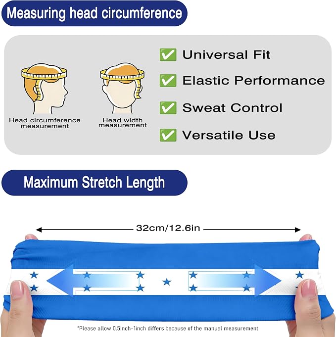 Flag Headbands for Men Women, Moisture Wicking Sweatband Breathable Sports Headwrap, Non-Slip Stretchy Fitness Hair Band