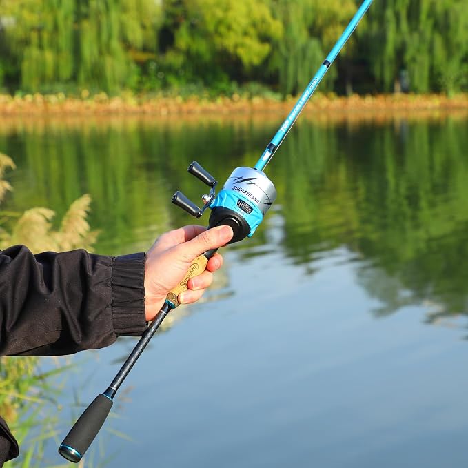 Sougayilang Spincast Fishing Rod and Reel Combo - 2-Piece Lightweight & Portable Casting Rod with Easy-to-Use Spincast Reel for Beginners, Youth, Freshwater Fishing