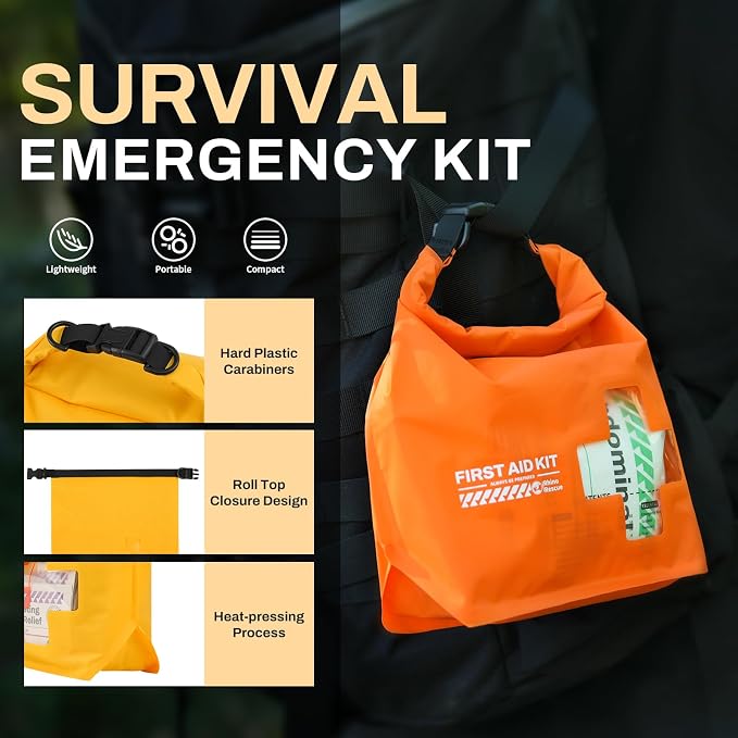 RHINO RESCUE Waterproof Boat First Aid Kit, Lightweight Boat Accessories Dry Bag, Emergency Marine Survival Supplies for Outdoor Kayak, Fishing, Floating, Swimming, Beach & Camping (Green)