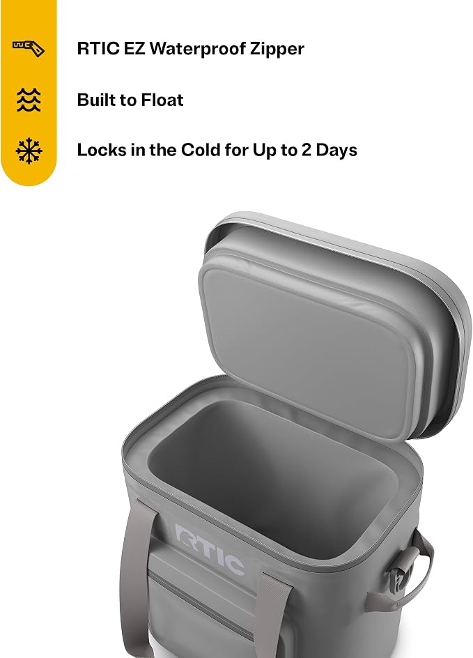 RTIC Ultra-Tough Soft Cooler Pro, Insulated, Waterproof, Leak Proof, Portable Floating Bag for Beverage, Drink, Lunch, Outdoor, Beach, Car, Camping, Picnic, Fishing, Boat
