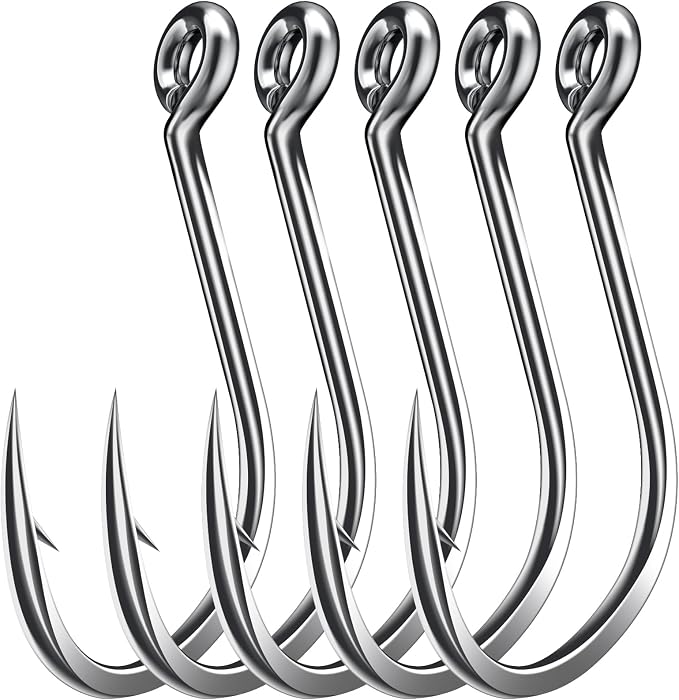 50PCS Sharp Barbed Fishing Hooks, High-Carbon Steel Ultra-Strong, Single Size with Hole for Easy Tying, Secure Portable Box Included – Ideal for Bank Fishing, Lure Fishing & All Conditions