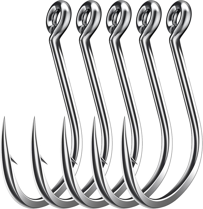 50PCS Sharp Barbed Fishing Hooks, High-Carbon Steel Ultra-Strong, Single Size with Hole for Easy Tying, Secure Portable Box Included – Ideal for Bank Fishing, Lure Fishing & All Conditions