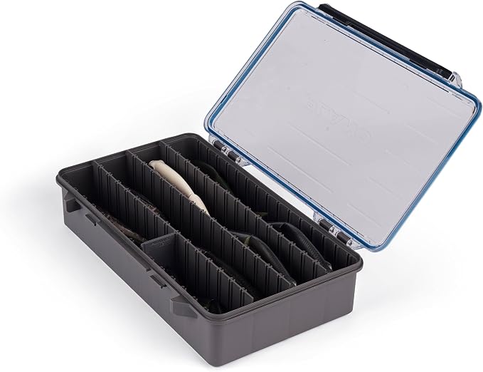 Plano StowAway 3700 Waterproof Deep Stow Tackle Box, IPX7 Waterproof, with Rustricor, Single Latch Design, Transparent DuraView Lid, Stackable Storage for Fishing Bait, Lures and Gear