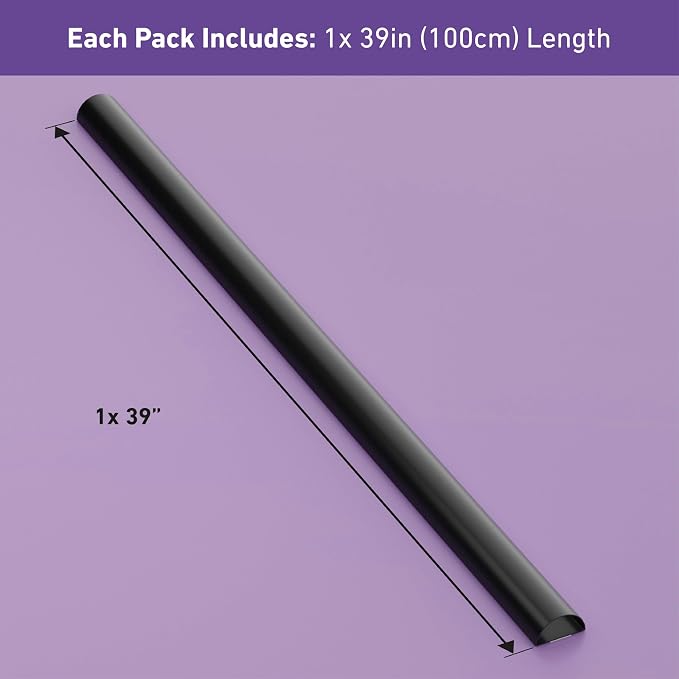 D-Line Half Round Cord Hider, Patented Cable Cover, Hide TV Wall Mount Wires, Raceway for Cords, Decorative Wire Covers, Paintable, Adhesive Cable Concealer, 2in W x 1in H x 39in L, Black