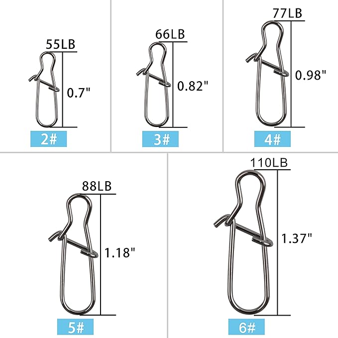 Duo Lock Fishing Snap Kit, Stainless Steel Fishing Nice Snap Swivels High Strength Fishing Snaps and Clips Fishing Connector Tackle Kit for Saltwater Freshwater