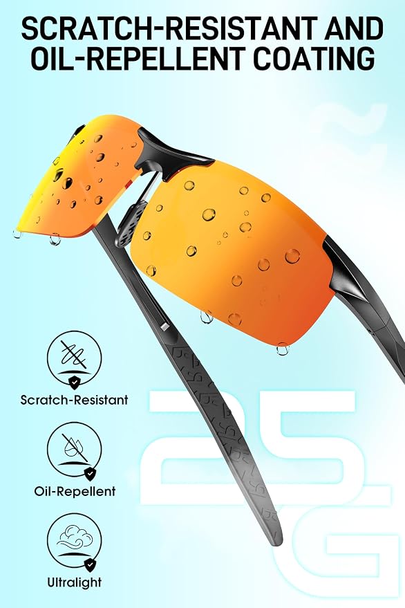 SIPLION Polarized Sunglasses Men Sports: UV Protection Ultra Light Al-Mg Metal Frame Ideal For Driving Fishing Running Golf