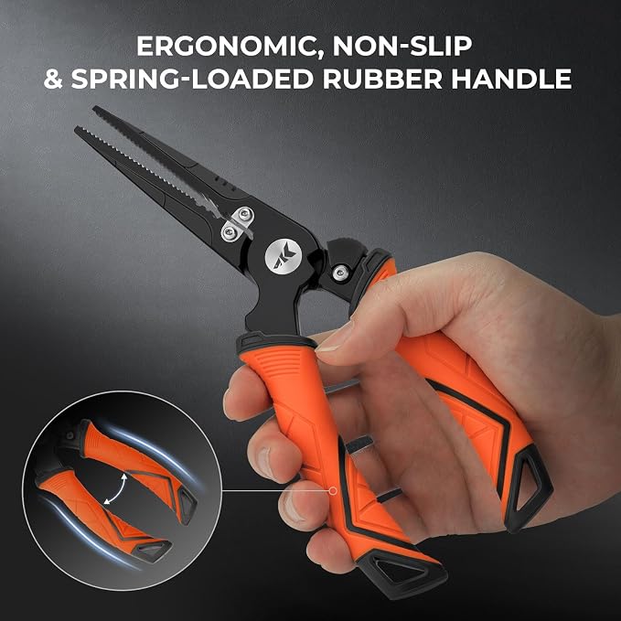 KastKing Paradox Fishing Pliers, Angled Fish Lip Gripper, Saltwater Resistant 420 Stainless Steel Fishing Tools, Fishing Pliers Hook Remover with Ergonomic Handle, Fishing Gifts for Men