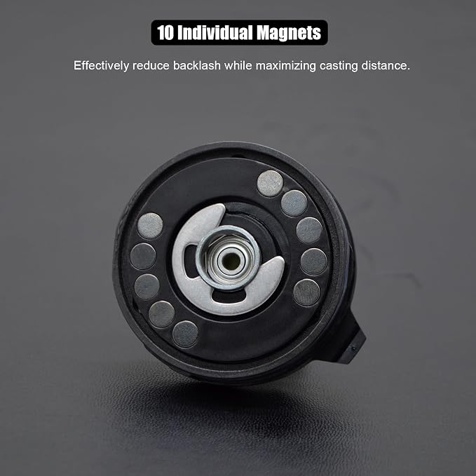 Carbon 300 Baitcasting Fishing Reel, High Line Capacity Baitcaster Reels, 6.3:1 Gear Ratio, 10+1 Stainless Steel Ball Bearings, 10 Button Magnetic Brakes, Carbon Fiber Frame and Side Covers
