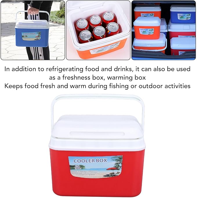 Large 5L Insulated Cooler Box Portable Ice Box for Travel Camping Picnic Fish, Insulated Cooler Box Hard Case Keeps Food Freshness and Drink Cool
