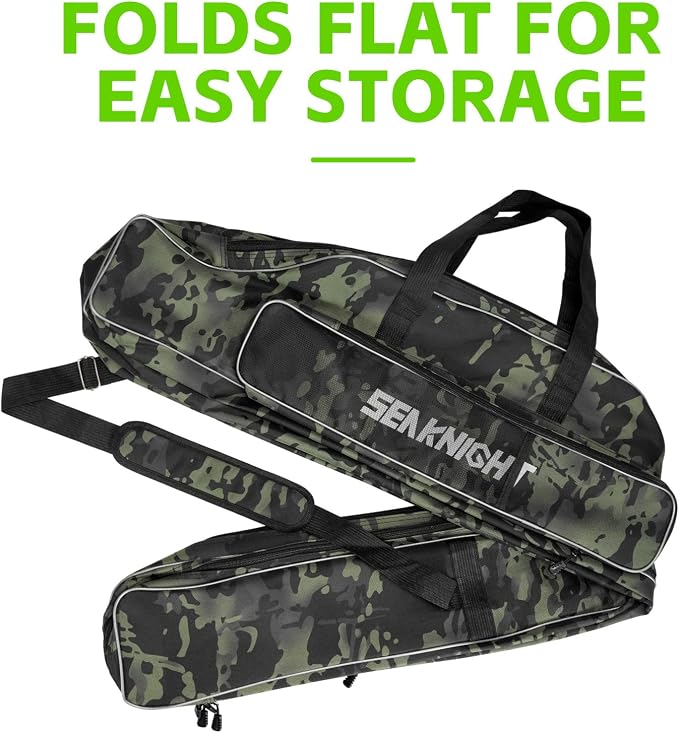 Seaknight Portable Fishing Rod Case - 2 Sizes (53.15in/59.0in) Oxford Fabric Tackle Storage Bag for Travel, Durable Rod Carrier for Freshwater & Saltwater Anglers (Black Camou, 135cm/ 53.15in)