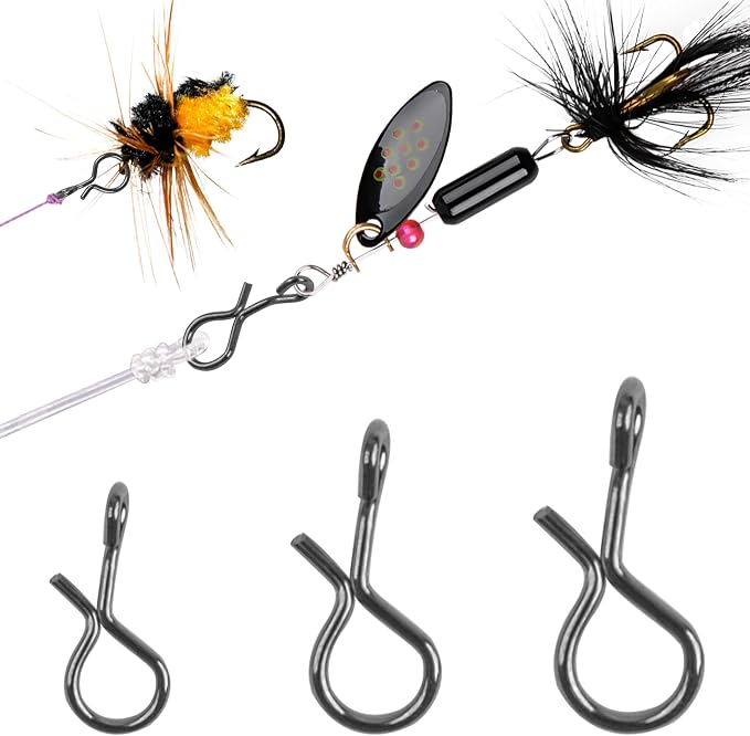 Quick Fly Fishing Snaps, 150pcs Stainless Steel No Knot Fast Snaps Quick Lure Change Clips for Flies Jigs Lures