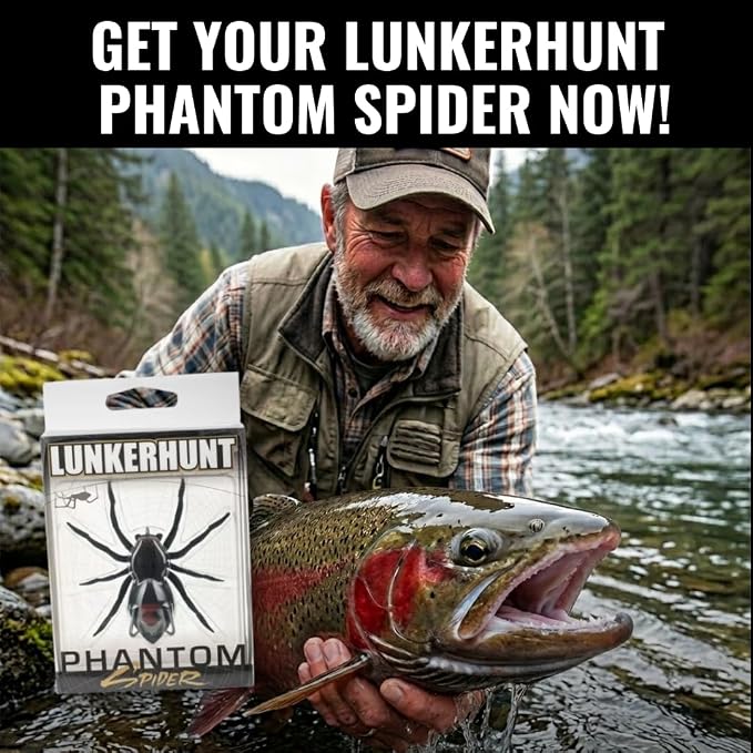LUNKERHUNT Phantom Spider Lure for Bass Fishing (2.5 Inch) | Topwater Spider Fishing Lure with Natural Walking Action | Soft Hollow Body Weedless Hooks for Trout and Pike