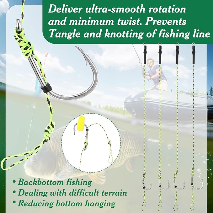 Seenelling 78 Pcs Carp Fishing Hair Rigs Bait Carp Rigs Kit Includes 24 High Carbon Steel Curved Barbed Hook 50 Fake Corn Lures 2 Line Bait Stopper 2 Needle Fishing Equipment Accessories