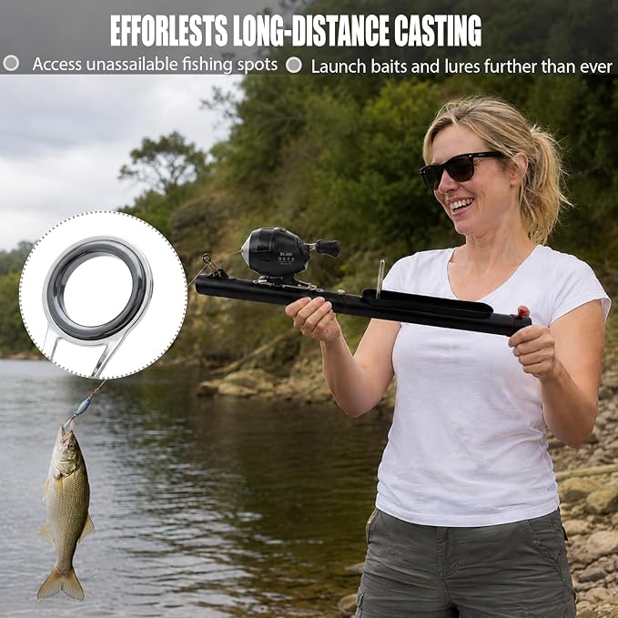 Catapult Fishing Rod – Metal Bait Launcher with Reel Seat, Long Distance Casting Tool for Ground Bait & Lure Delivery, Portable Design for Freshwater & Saltwater Fishing