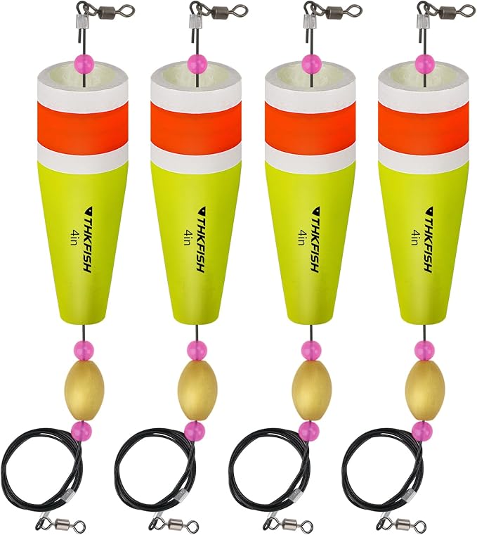 THKFISH Fishing Floats Bobbers Fishing Popping Cork Trout Float Rig Weighted Popping Floats Cork Trout Floats for Fishing Saltwater 4PCS