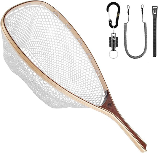 SF Fly Fishing Landing Net Soft Rubber Mesh Trout Net Catch and Release Net