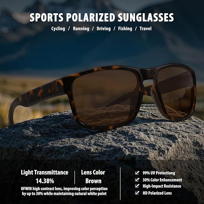 Sports Polarized Sunglasses for Men Women UV Protection Unbreakable Driving Running Fishing Hiking Sun Glasses