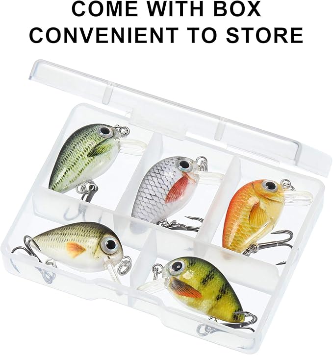 Skylety 10 Pieces Mini Fishing Lures Fishing Hard Baits Hooks Crankbaits Lures Baits Topwater for Freshwater Saltwater Trout Bass Perch with Box