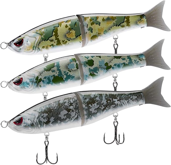 Bassdash SwimShad Glide Baits Jointed Swimbait Bass Pike Salmon Trout Muskie Fishing Lure,3-Pack