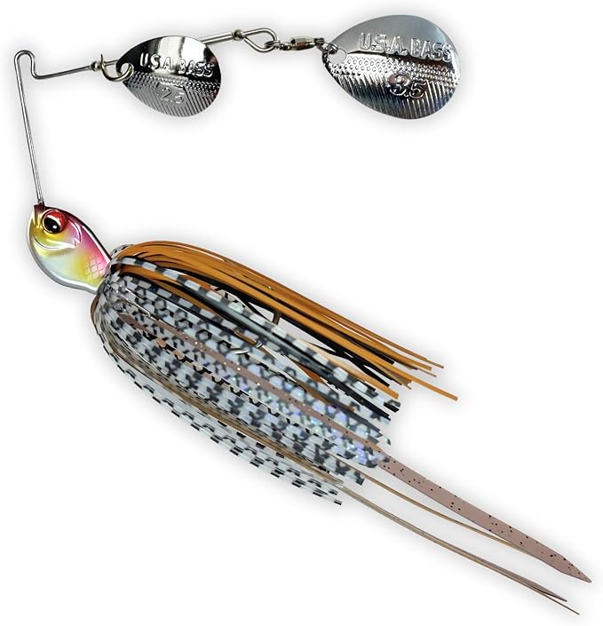 USA BASS Tackle Apache Attack Spinnerbait Type II Largemouth Smallmouth Spotted Bass Premium Fishing Bait Handtied Skirt Custom Blades Heavy Duty Hook New for 2025