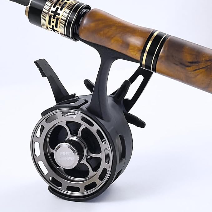 Ice Fishing Reels 3.2:1 Gear Ratio Ultra Smooth 3+1Ball Bearings Strength CNC-machined Aluminum Inline Ice Fishing Reel with Left/Right Hand Retrieve