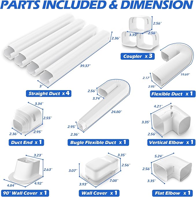 Mini-split Line Set Cover: 3'' 17 Ft Line Hide for Mini Split Air Conditioner Central AC HVAC - Waterproof Decorative Pipe Cover for Outdoor