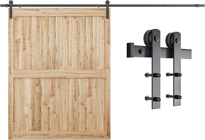 SMARTSTANDARD 11ft Barn Door Hardware Kit, Track, Sliding Hardware - Smoothly and Quietly - Heavy Duty Sturdy - Easy to Install, Fit 60"-66" Wide Panel (I Shape Hanger)