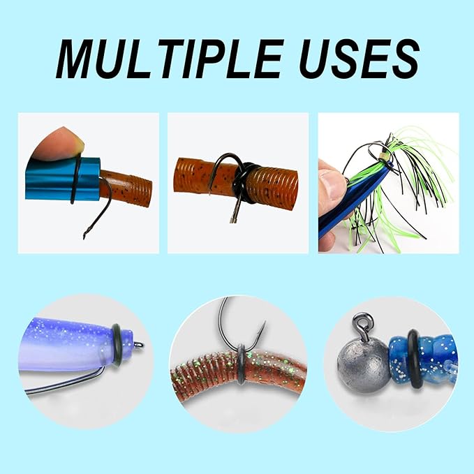Wacky Rig Tool with Fishing O-Rings, Wacky Worm Rigging Tool Kit for Senko, Fishing Ring Rigging Tools for Clip Soft Baits Worms with Keychain Lanyard Fishing Bait Rigs