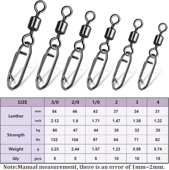 50Pcs High Strength Fishing Swivels | Ball Bearing Snap Swivels with Stainless Steel| Saltwater/Freshwater Quick-Change Snap Swivels for Catfishing Tackle,Lures