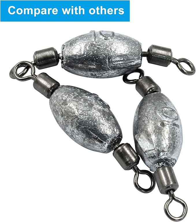 Uenhoy Fishing Weights Inline Trolling Fishing Sinker Tackle with Inner Swivels, Oval Drop Casting Fishing Weight Sinkers